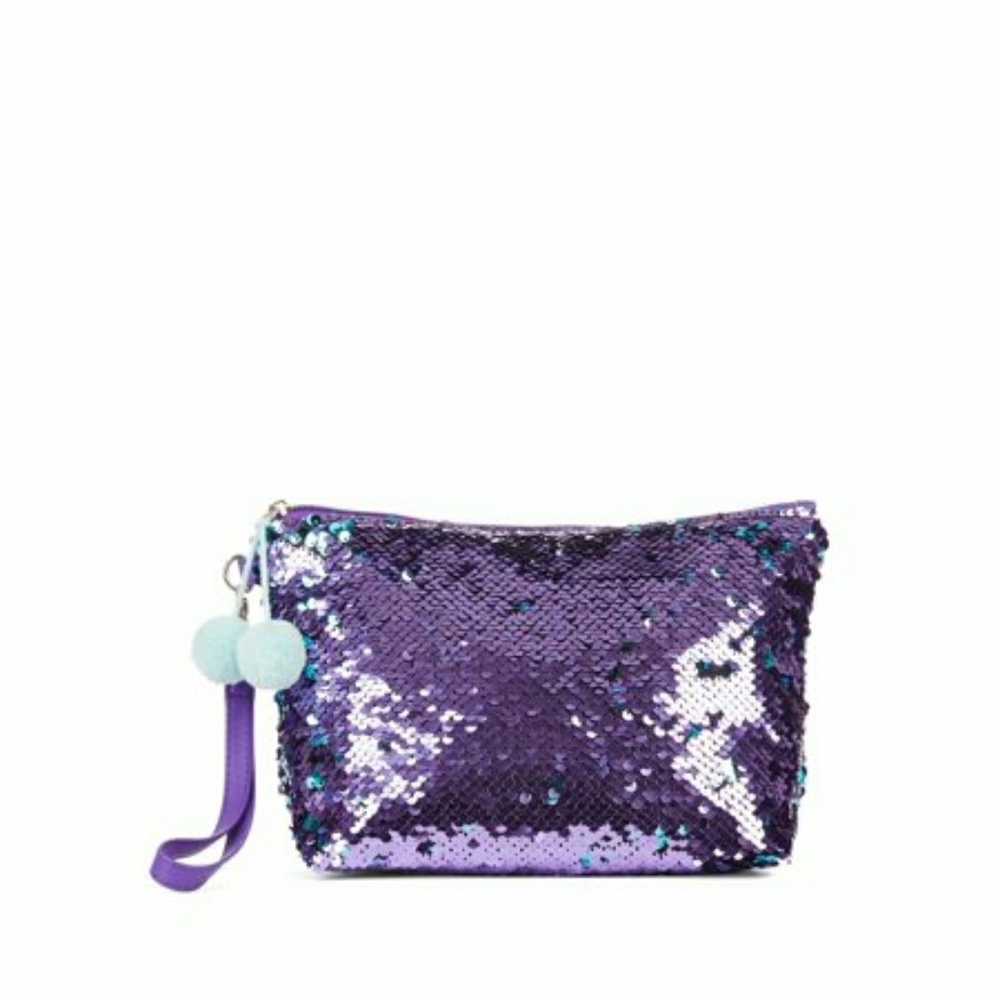 Sequined Clutch with Pom Poms.